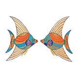 ID 0248AB Set of 2 Metallic Thread Angelfish Embroidered Iron On Applique Patch