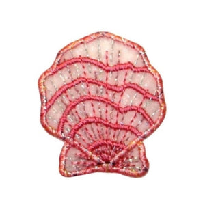 ID 0354D Pink Beach Clam Shell Patch Ocean Life Embroidered Iron On Applique
