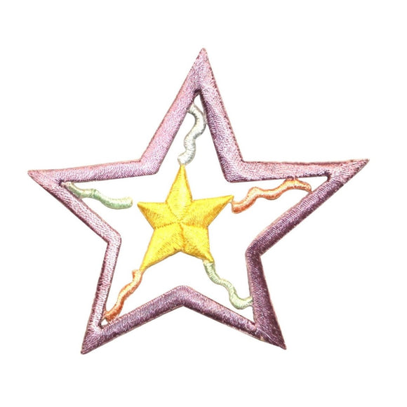 ID 0358 Shooting Star Patch Outline Craft Emblem Embroidered Iron On Applique