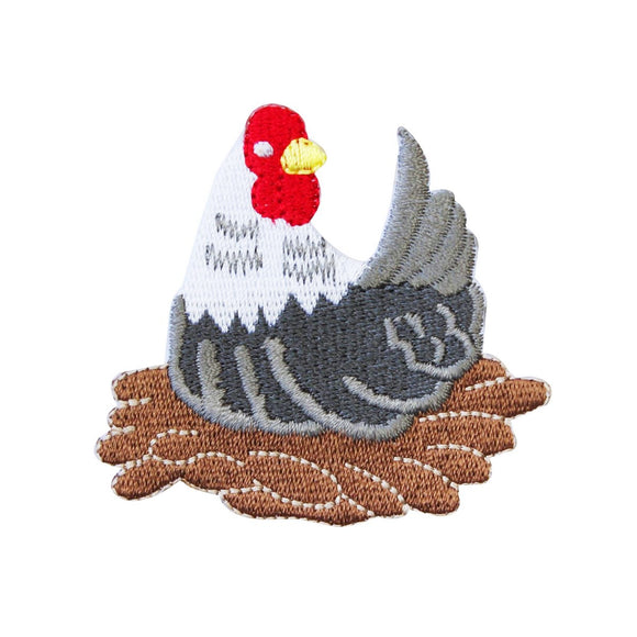 ID 0606 Chicken Nest Hen Patch Farm Rooster Bird Embroidered Iron-On Applique