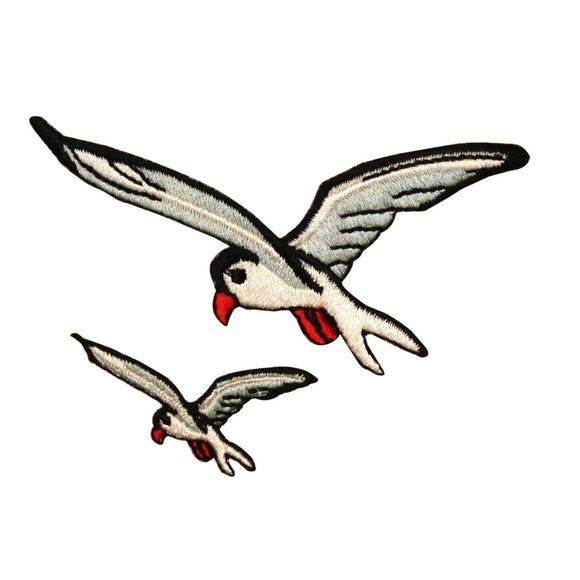 ID 0608AB Set of 2 Seagull Bird Patches Ocean Sail Embroidered Iron On Applique