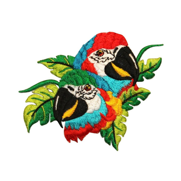 ID 0613Z Pair of Parrot Macaw Patch Jungle Birds Embroidered Iron On Applique