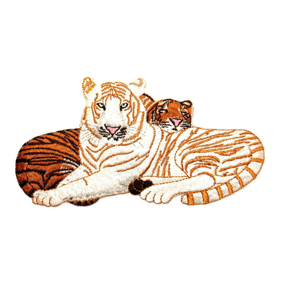 ID 0658 White and Bengal Tiger Patch Circus Zoo Embroidered Iron On Applique