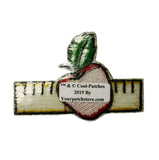 ID 0953A Apple and Ruler Patch Children Teacher Embroidered Iron On Applique
