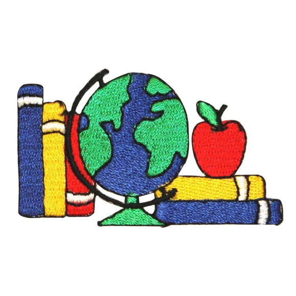ID 0959 Books Globe Apple Patch Kids School Type Embroidered Iron On Applique