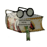 ID 0989B Library Book With Glasses Patch Reading Embroidered Iron On Applique