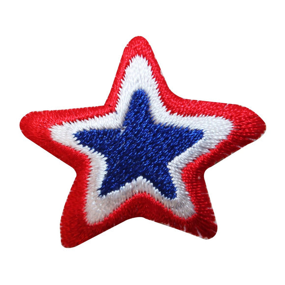 ID 1063C Patriotic Star Red White Blue Embroidered Iron On Badge Applique Patch