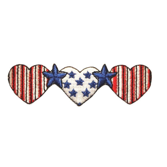 ID 1069 America Flag Hearts Patriotic Star Embroidered Iron On Applique Patch