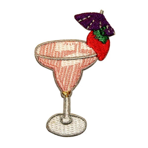 ID 1140 Strawberry Margarita Patch Cocktail Martini Embroidered Iron On Applique