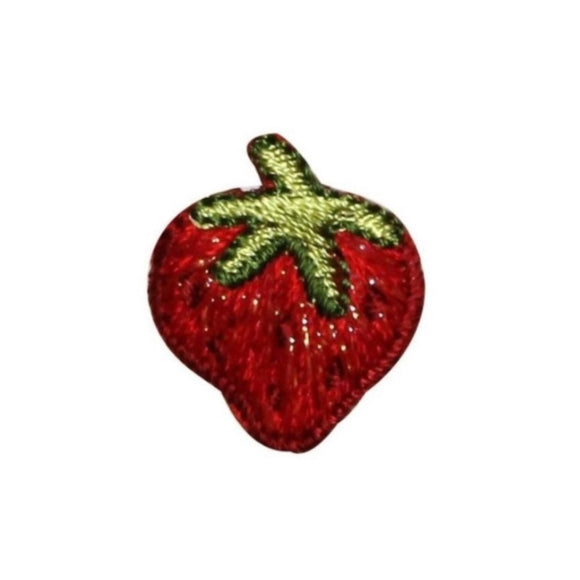 ID 1231C Strawberry With Stem Patch Fresh Fruit Embroidered Iron On Applique