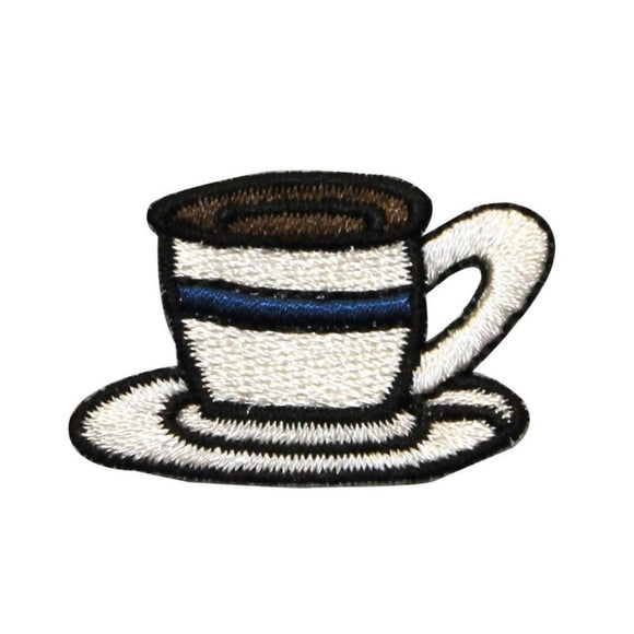 ID 1271 Coffee Cup On Plate Patch Fancy Tea Drink Embroidered Iron On Applique