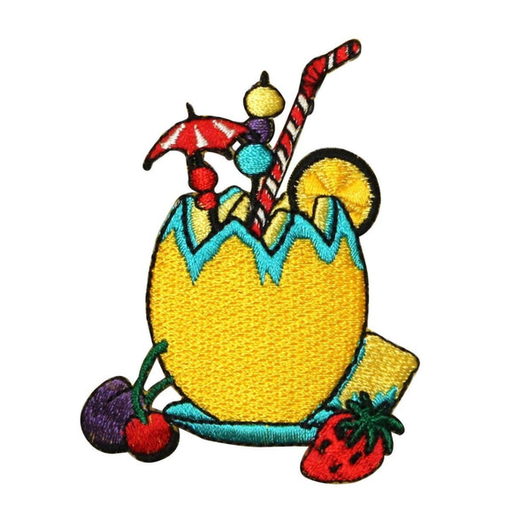 ID 1274 Pineapple Drink Patch Tropical Vacation Embroidered Iron On Applique