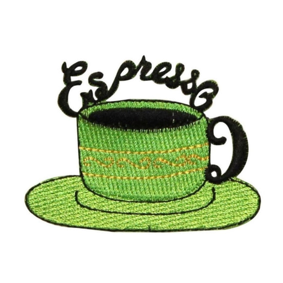 ID 1276A Expresso Coffee Cup Patch Morning Fancy Embroidered Iron On Applique
