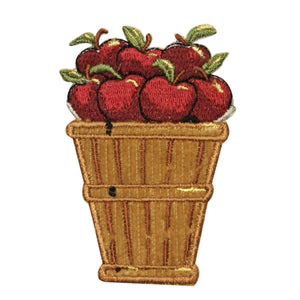 ID 1299 Basket With Apples Patch Orchard Farm Pick Embroidered Iron On Applique