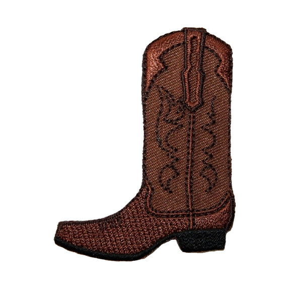 ID 1348 Leather Cowboy Boot Patch Western Work Embroidered Iron On Applique