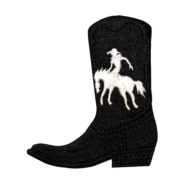 ID 1356 Riding Boot Patch Western Rodeo Cowboy Embroidered Iron On Applique