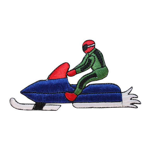 ID 1478 Snowmobile With Rider Patch Winter Snow Embroidered Iron On Applique