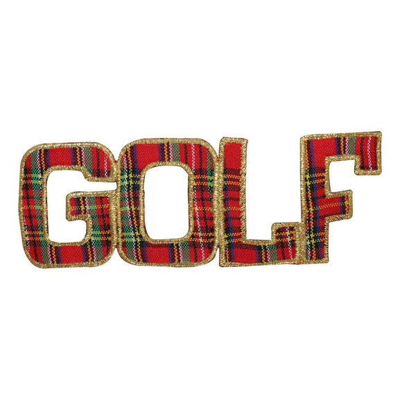 ID 1495 Golf Plaid Name Patch Sport Golfing Badge Embroidered Iron On Applique