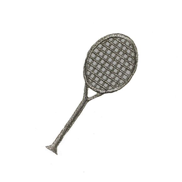 ID 1587B Silver Tennis Racquet Patch Racket Sport Embroidered Iron On Applique