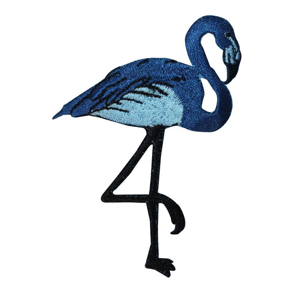 ID 1703 Blue Flamingo Patch Tropical Bird Lawn Decor Embroidered IronOn Applique