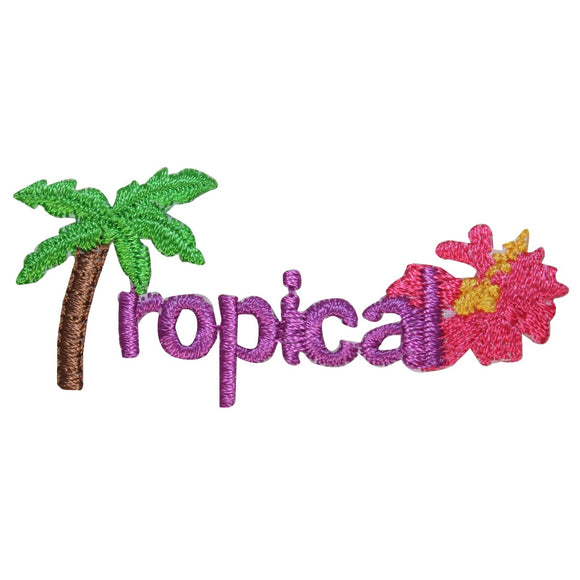 ID 1827 Tropical Palm Tree Craft Patch Beach Emblem Embroidered Iron On Applique