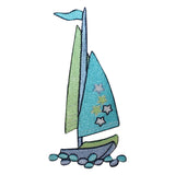 ID 1854 Sailboat In water Patch Nautical Ship Beach Embroidered Iron On Applique