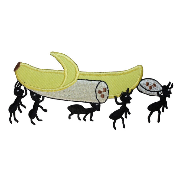 ID 1931 Ants Carrying Banana Patch Picnic Food Bug Embroidered Iron On Applique