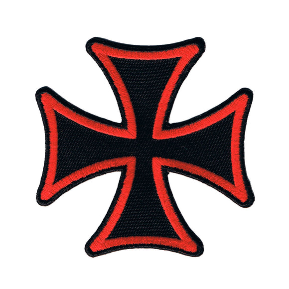 Maltese Cross Biker Patch Red On Black 3