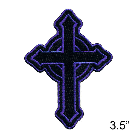 Purple Catholic Cross Patch Christian Faith Religion Irish Icon Iron On Applique