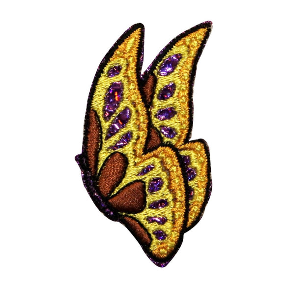 ID 2281 Shiny Butterfly Side View Patch Garden Bug Embroidered Iron On Applique