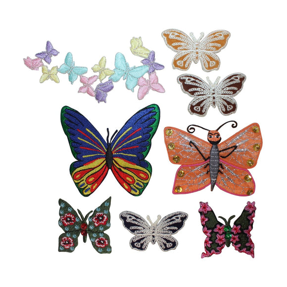 ID 2502 Lot of 8 Butterfly Embroidered Iron On Applique Patches