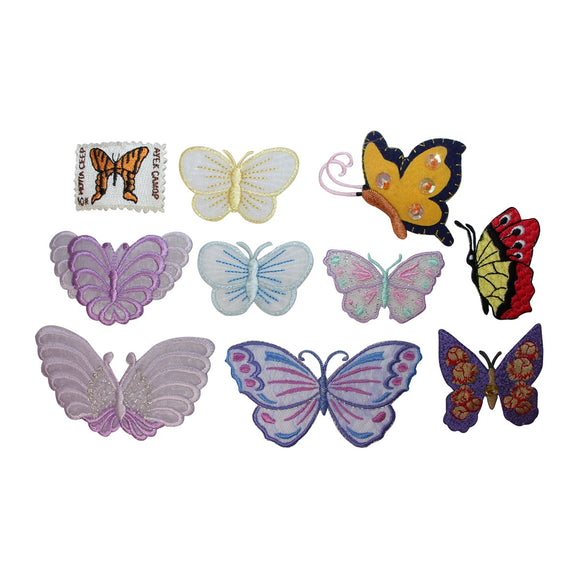 ID 2505 Lot of 10 Butterfly Embroidered Lace Iron On Applique Patches