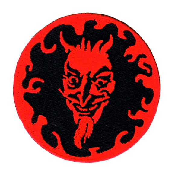 Artist Berg Devil Moon Patch Flames Face Lucifer Embroidered Iron On Applique