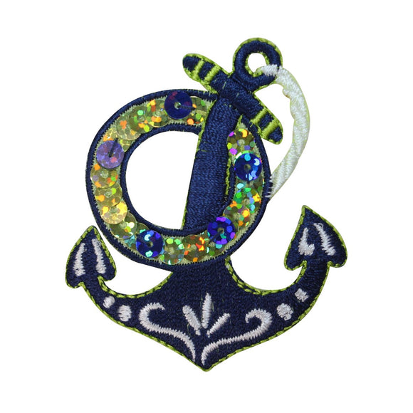 ID 2700 Sequin Anchor Life Preserver Patch Sail Boat Embroidered IronOn Applique