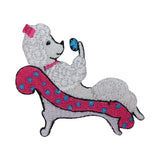 ID 2724 Poodle On Chair Patch Dog Puppy Fancy Embroidered Iron On Applique