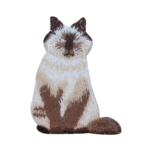 ID 2973 Siamese Cat Sitting Patch Kitten Kitty Cute Embroidered Iron On Applique