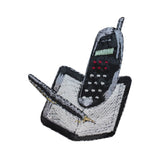 ID 3094 Cell Phone With Notebook Patch Notes Call Embroidered Iron On Applique