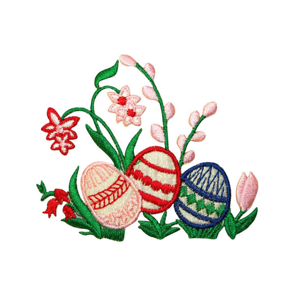 ID 3327 Easter Eggs In Grass Patch Spring Holiday Embroidered Iron On Applique