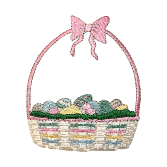 ID 3330 Easter Basket Patch Eggs Holiday Hunting Embroidered Iron On Applique