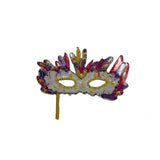 ID 3408 Mardi Gras Mask Patch Hand Held Disguise Embroidered Iron On Applique