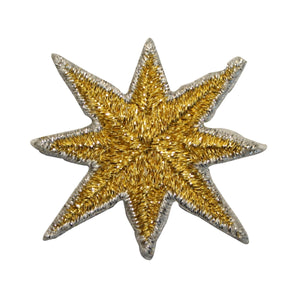 ID 3514 Gold Shining Star Patch 8 Point Craft Embroidered Iron On Applique