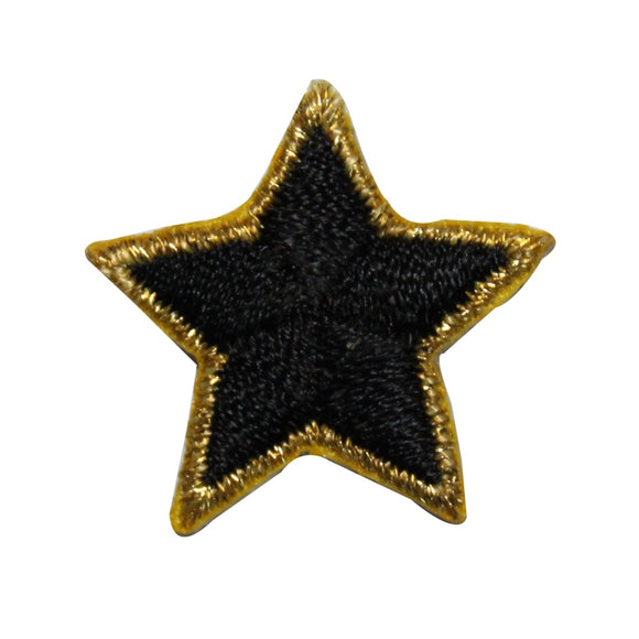ID 3524 Black Star Gold Border Patch Night Sky Embroidered Iron On Applique
