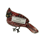 ID 3610 Red Cardinal Sitting Patch Perched Bird Embroidered Iron On Applique