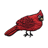 ID 3610 Red Cardinal Sitting Patch Perched Bird Embroidered Iron On Applique