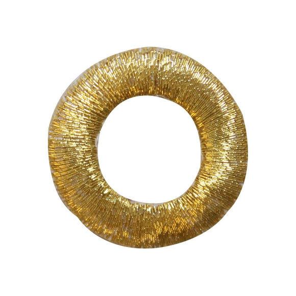 ID 3638 Shiny Gold Ring Circle Round Shape Embroidered Iron On Badge Applique Patch