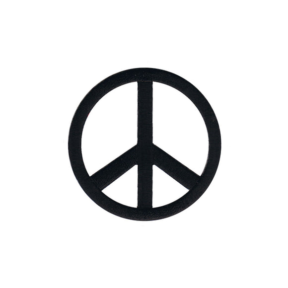 2.25 Inch Peace Sign Die-Cut Black Iron-On Patch Hippie Craft Accessory Applique