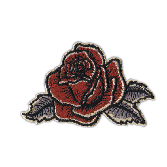 Antique Rose Flower Patch Artist Kruse Facing Left Embroidered Iron On Applique
