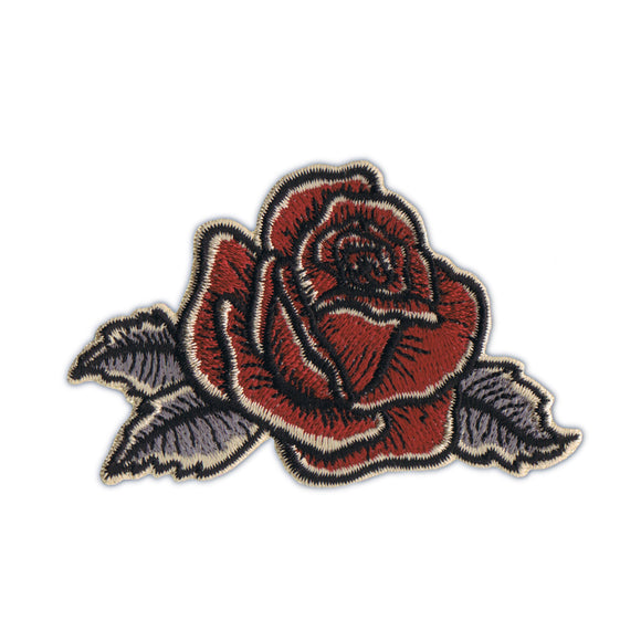 Antique Rose Flower Patch Artist Kruse Facing Right Embroidered Iron On Applique