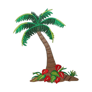 ID 5029 Tropical Palm Tree Large Patch Beach Scene Embroidered Iron On Applique