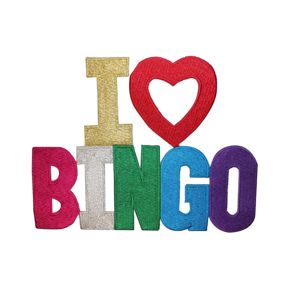 ID 5054 I Love Bingo Large Patch Gamble Sign Logo Embroidered Iron On Applique